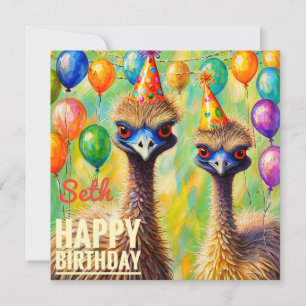 SETH ~ Birthday Card ~ Emus ~