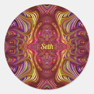 SETH ~ Multicoloured Fractal Design ~ Classic Round Sticker
