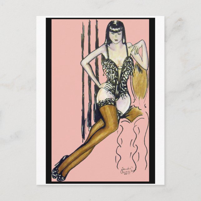 Seti - Brunette Pin-up Girl Card (Front)