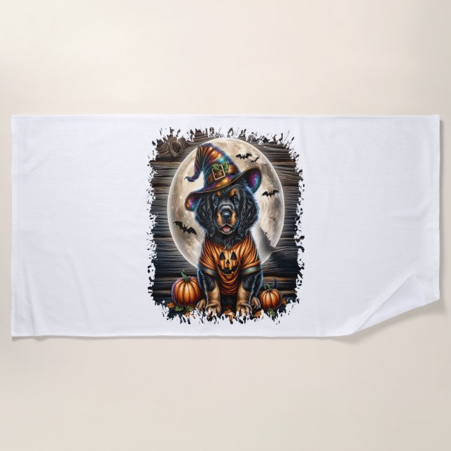 Setter Dog Halloween Square Beach Towel (Front)