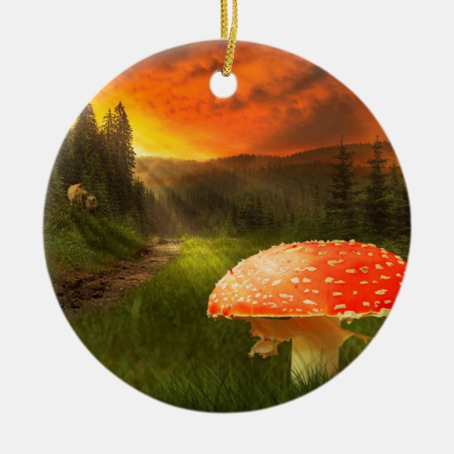 Setting Autumn Sun. Ceramic Tree Decoration (Front)
