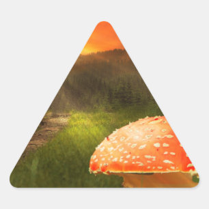 Setting Autumn Sun. Triangle Sticker