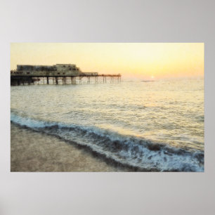 Setting Sun  Aberystwyth Canvas Poster