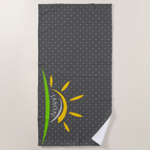 Setting Sun Dark Grey Beach Towel