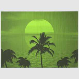 Setting Sun Green Tropics Palm Beach Tissue Paper