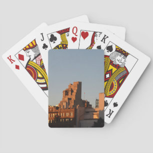 Setting sun illuminates old NYC Playing Cards
