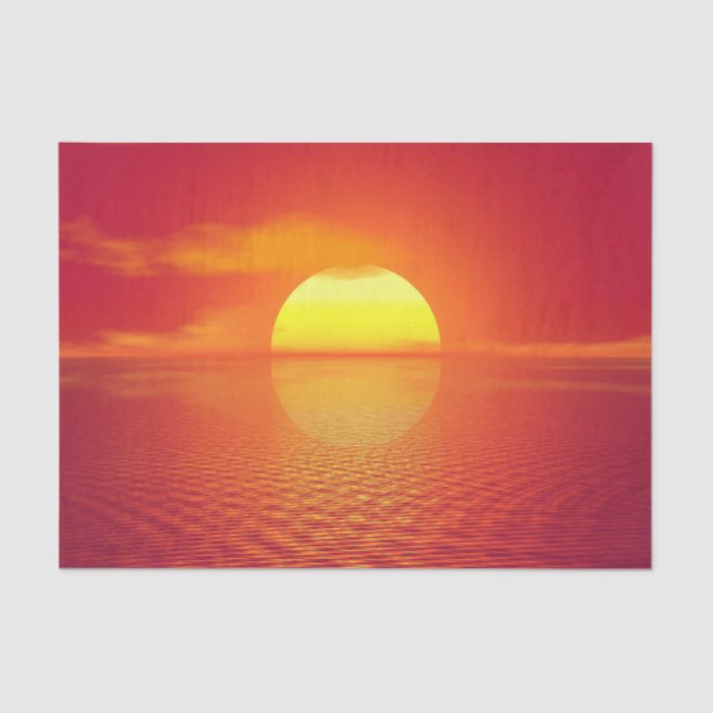 Setting Sun over Orange Sea Calm Ocean Sunset  Tissue Paper (Front)