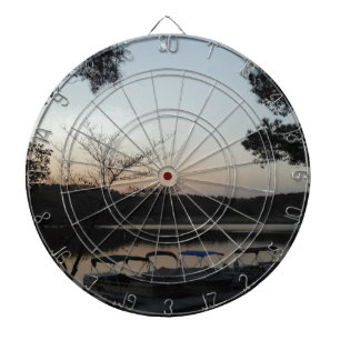 Setting Sun, Rising Moon  over  Lake Arrowhead Dartboard
