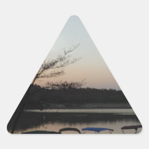 Setting Sun, Rising Moon  over  Lake Arrowhead Triangle Sticker