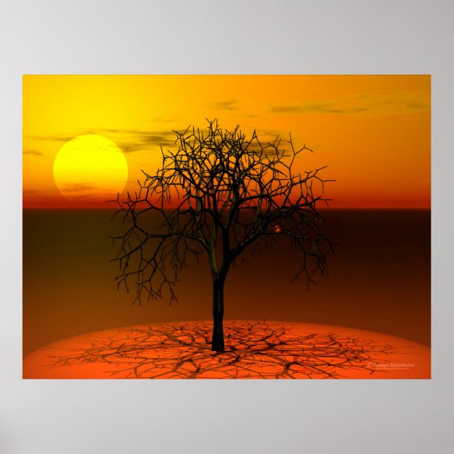 Setting sun & tree poster (Front)
