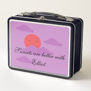 Setting Sun with Purple Clouds: Husband's Metal Lunch Box