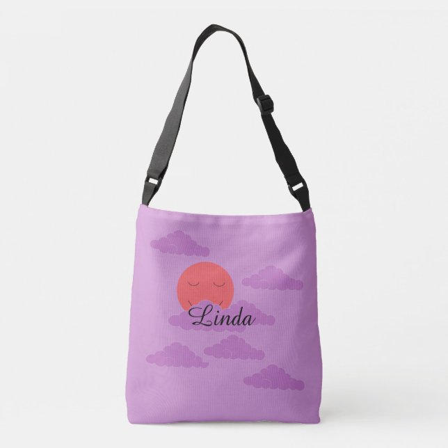 Setting Sun with Purple Clouds:  Lavender  Crossbody Bag (Back)