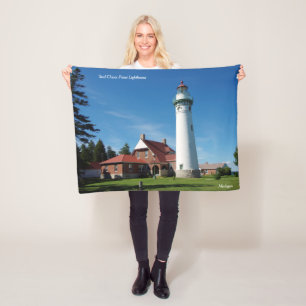 Seul Choix Point Lighthouse fleece blanket
