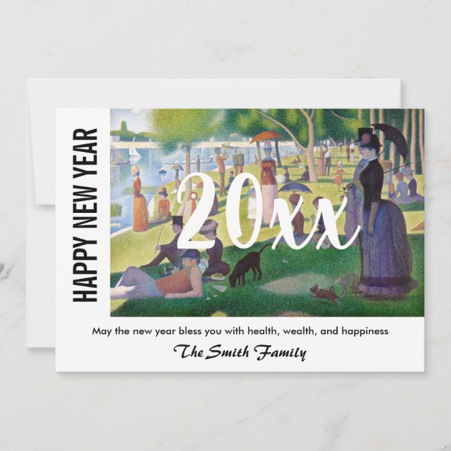 Seurat - Happy New Year / Sunday on Grande Jatte Holiday Card (Front)
