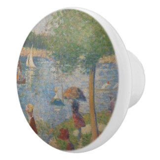 Seurat Impressionist Painting Calm Afternoon Park Ceramic Knob