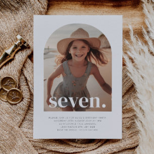 Seven Arched Photo Birthday Invitation