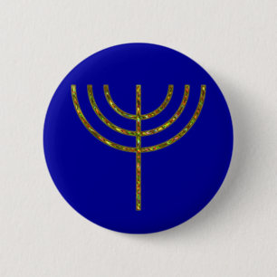 seven - arm light menorah candleholder rune 6 cm round badge