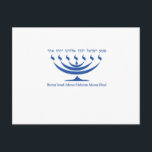 Seven branch menorah of Israel and Shema Israel Postcard<br><div class="desc">Seven branch menorah of Israel and Shema Israel Blue Colour</div>