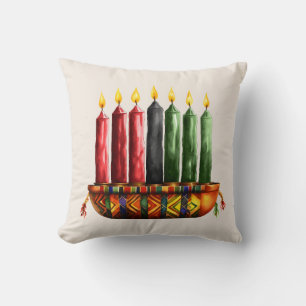 Seven Candles Kwanzaa Throw Pillow