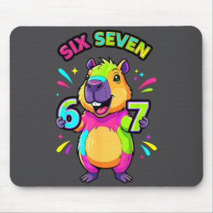 Seven Capybara Cartoon 67 Six Tee Mouse Pad