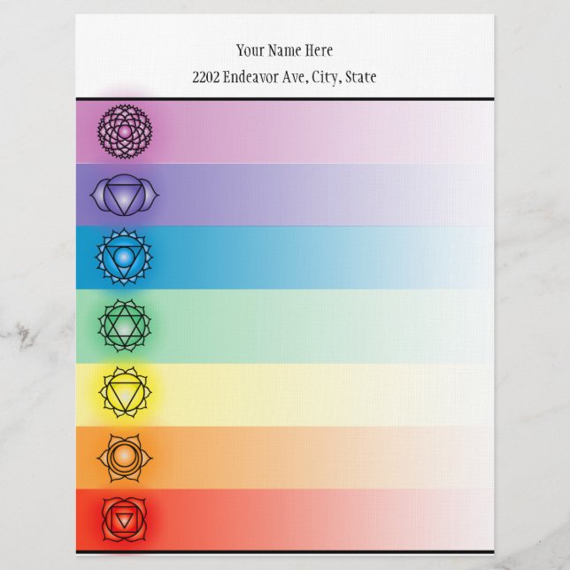 Seven Chakras Letterhead Stationery (Front)