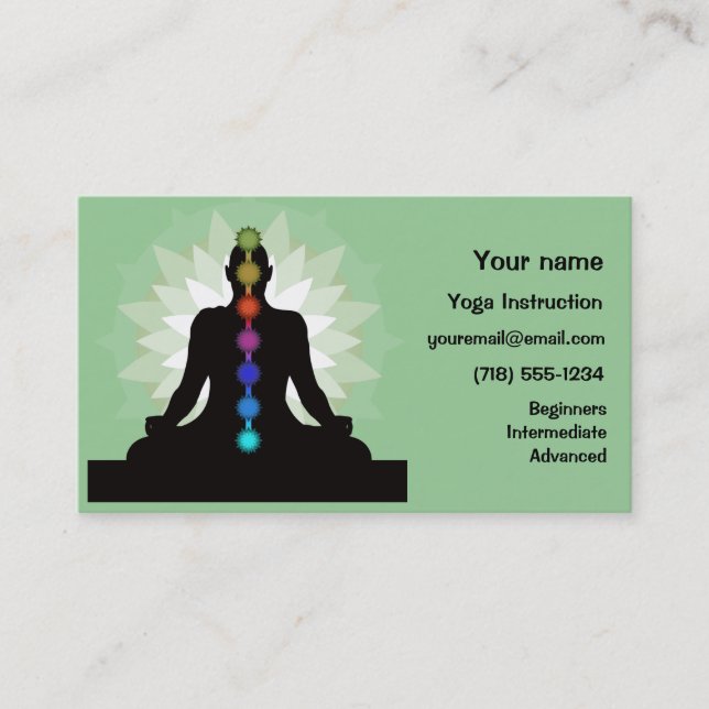 Seven Chakras Yoga Design Business Cards (Front)