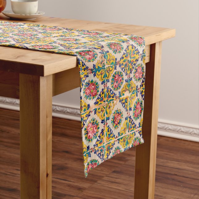 Seven-colour persian tile short table runner (In Situ)