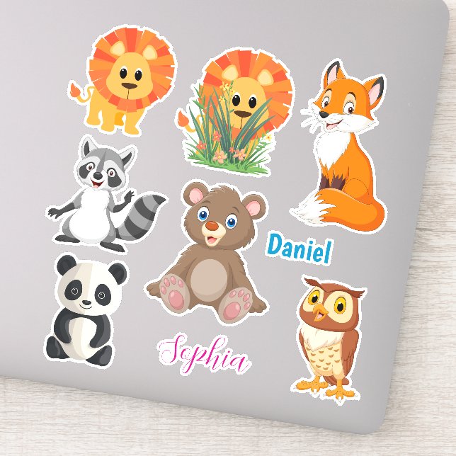 Seven Cute Animals, Personalise Boy & Girl Names (Detail)