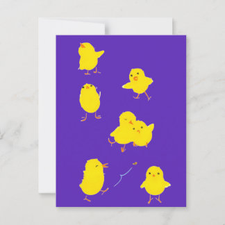 Seven Cute Baby Chicks Postcard (Purple)