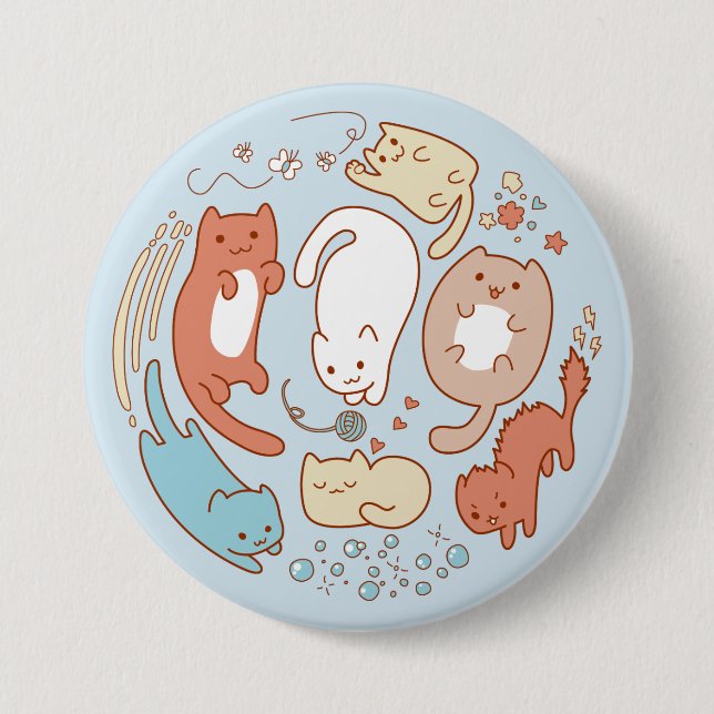 Seven cute kitties - Take away! 7.5 Cm Round Badge (Front)