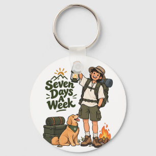 Seven Days A Week Camping Adventure Design Key Ring