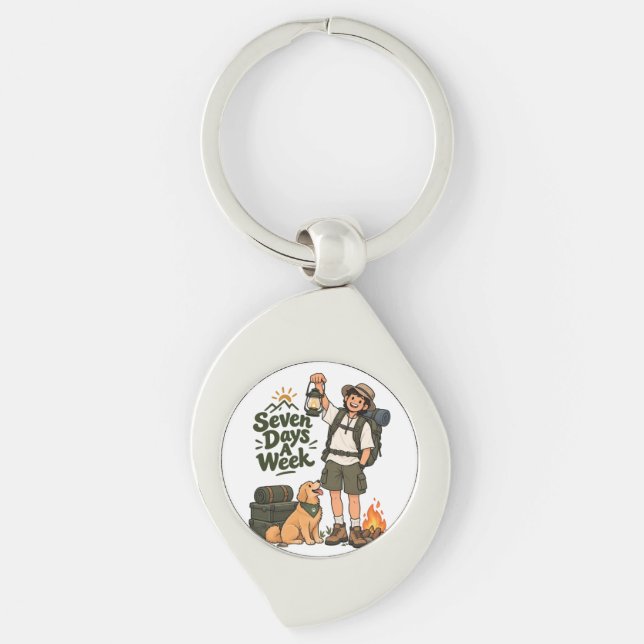 Seven Days A Week Camping Adventure Design Key Ring (Front)