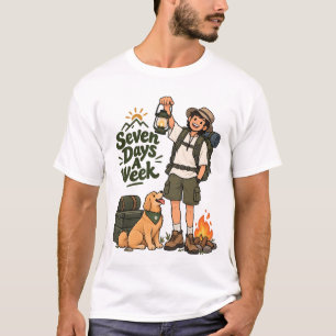 Seven Days A Week Camping Adventure Design T-Shirt