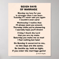 SEVEN DAYS OF MARRIAGE POEM POSTER