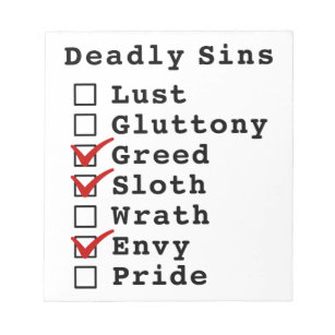 Seven Deadly Sins Checklist (0011010) Notepad