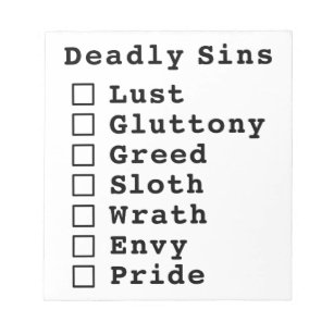 Seven Deadly Sins Checklist - blank (0000000) Notepad