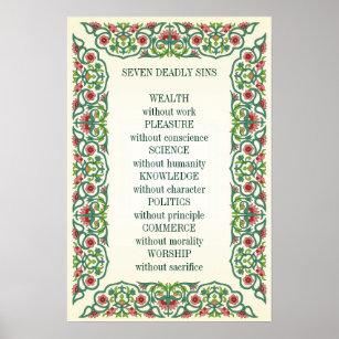 Seven Deadly Sins  Wealth without work Pleasure Poster