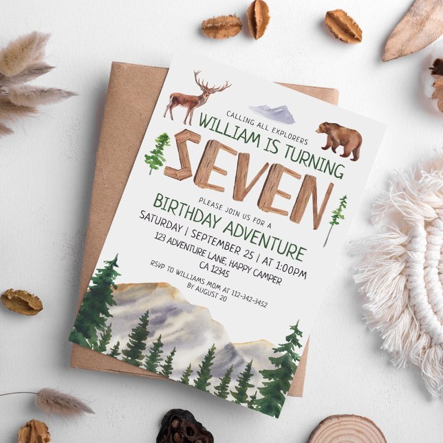 Seven Explorer Boy Birthday  Invitation (Creator Uploaded)