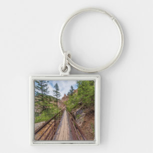 Seven Falls Walkway Bridge Square Keychain