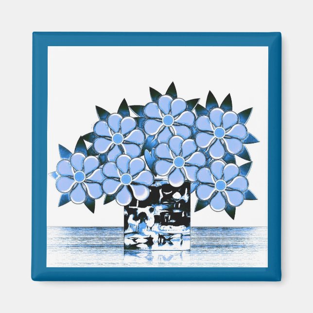 Seven Flowers and Vase Blues Magnet (Front)