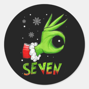 Seven Funny 6 7 Meme Santa Christmas Xmas Teacher  Classic Round Sticker