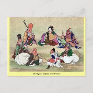 Seven gods of good luck Ukiyoe Postcard