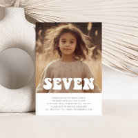 Seven - Groovy Photo Birthday Invitation