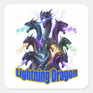 Seven-Headed Lightning Dragon Square Sticker
