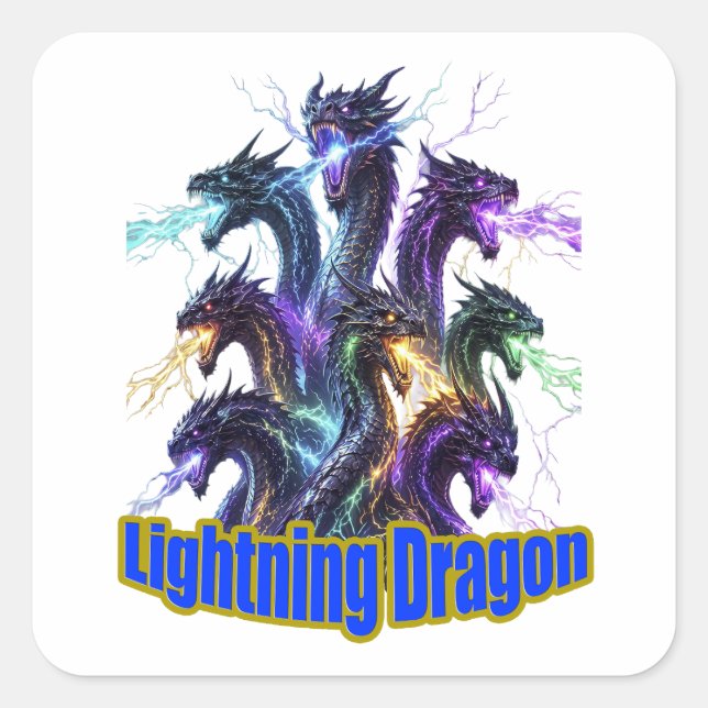 Seven-Headed Lightning Dragon Square Sticker (Front)