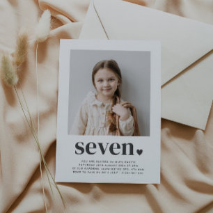 Seven Heart - Square Photo Birthday Invitation