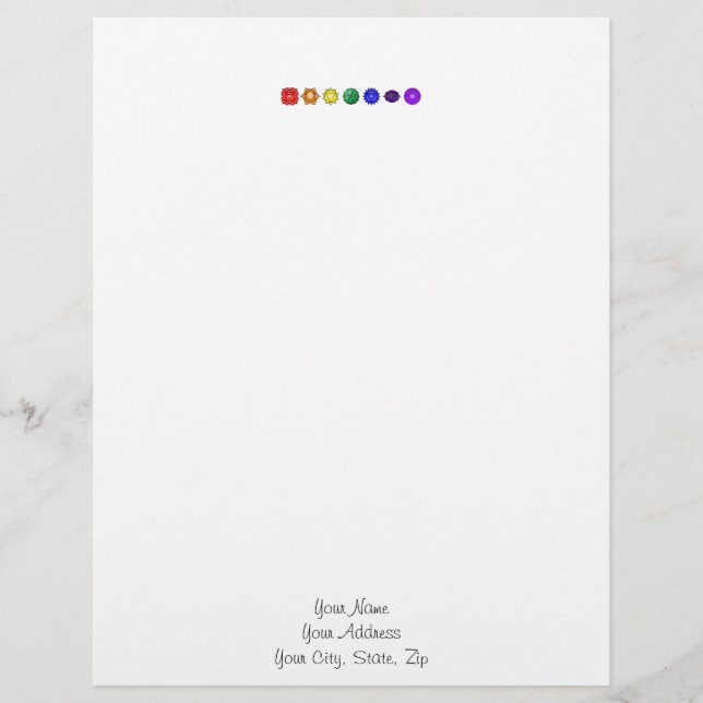 Seven Horizontal Chakras Customized Letterhead (Front)
