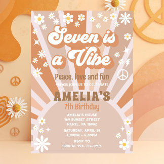 Seven is a vibe birthday invitation