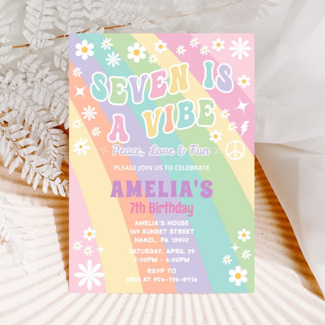 Seven is a vibe birthday invitation (Creator Uploaded)