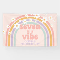 Seven is a Vibe Pastel rainbow 7th birthday